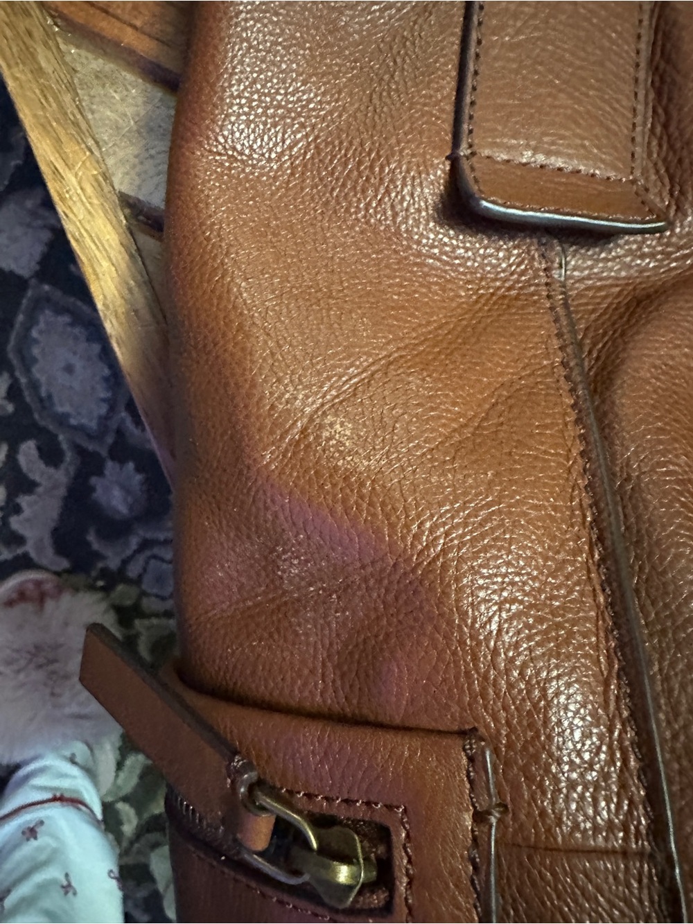 Fossil Cognac Brown Leather Tote Bag - Picture 15 of 16